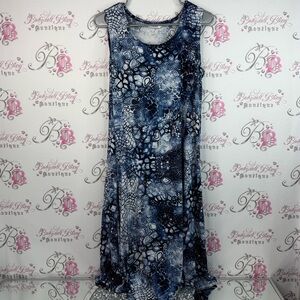 Tanjay dress snake print, groovy pattern, Blue Patterned Sleeveless Dress